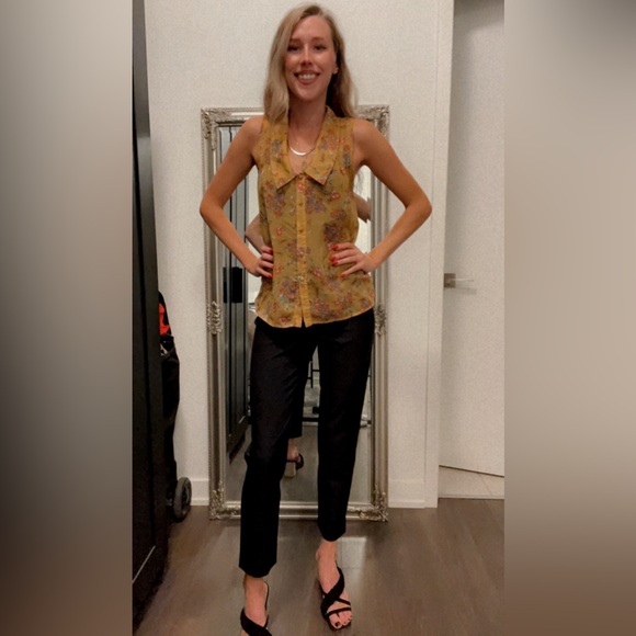 Mustard Yellow & Floral Forever21 Sleeveless Blouse - Elegance ~ a Pop of Floral - Picture 3 of 3